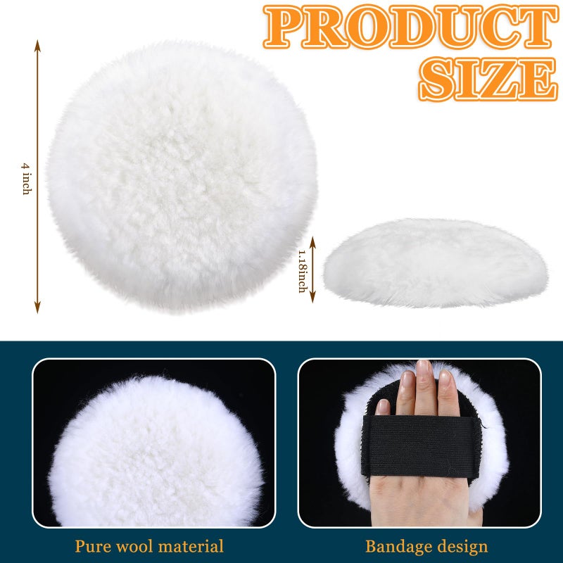 DaisyInner Lambswool Stain Pad 4 Inch Wood Stain Applicator Pads No Waste Reusable Lambswool Wax Applicator Staining Pads for Wood for Latex Oil Based Finishes Paints Buffing polishing (8 Pcs) - Image 2